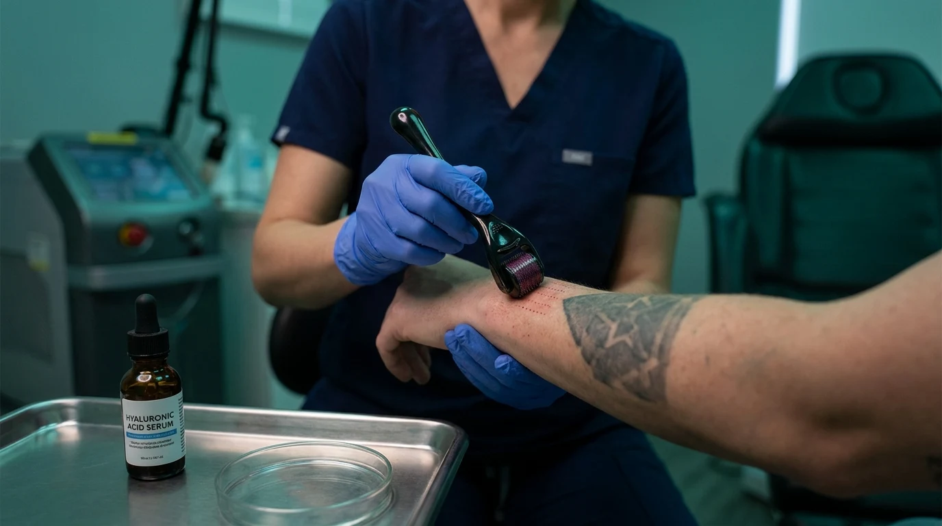 Reparação tecidual com microagulhamento no antebraço na Laser Link